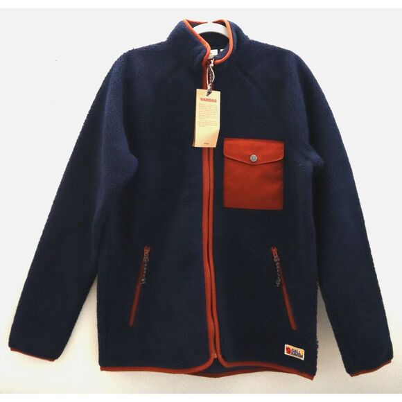 Fjallraven 84158 Men Sz Small Navy Blue Vardag Pile Fleece Full Zip Jackets - Picture 1 of 11